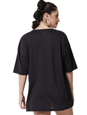 Kotty Women Graphic Printed Round Neck  Oversized T-shirt