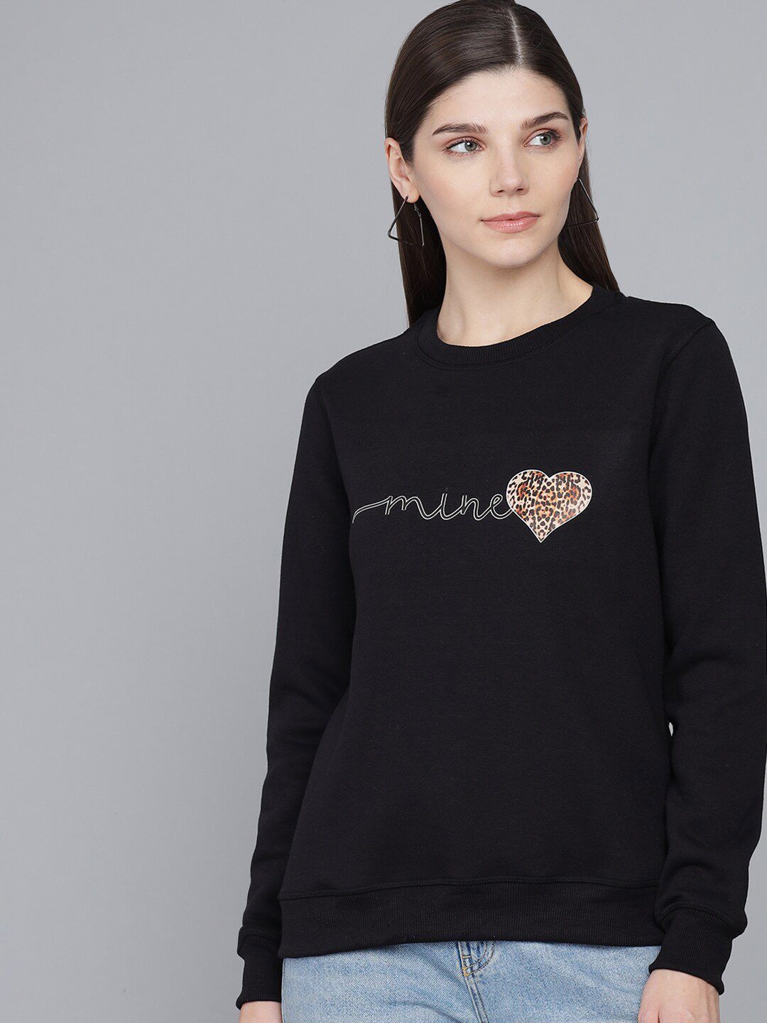 Kotty Woman Black Printed Sweatshirt