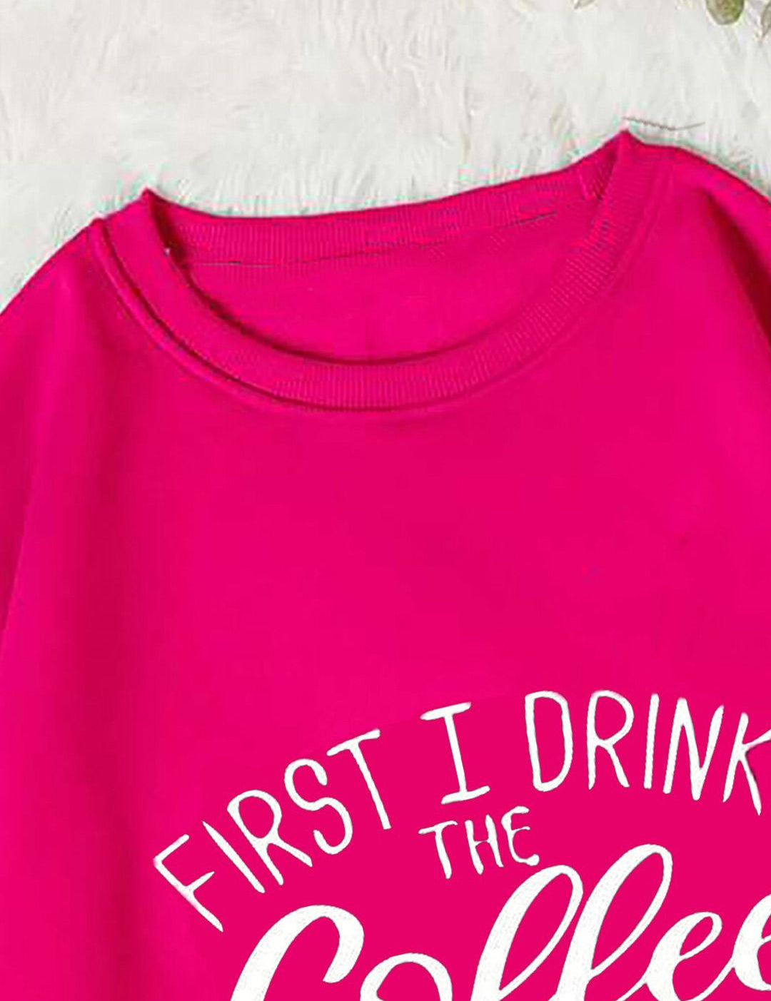 Kotty Typography Printed Fleece Pullover Sweatshirt