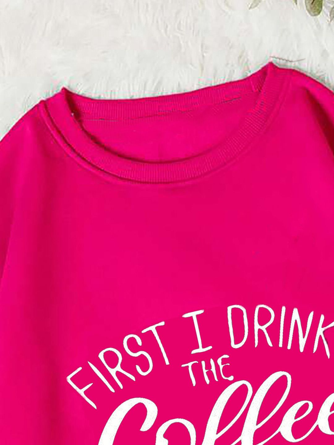 Kotty Typography Printed Fleece Pullover Sweatshirt