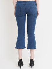 Kotty Women Blue Cropped Flared Low-Rise Stretchable Jeans