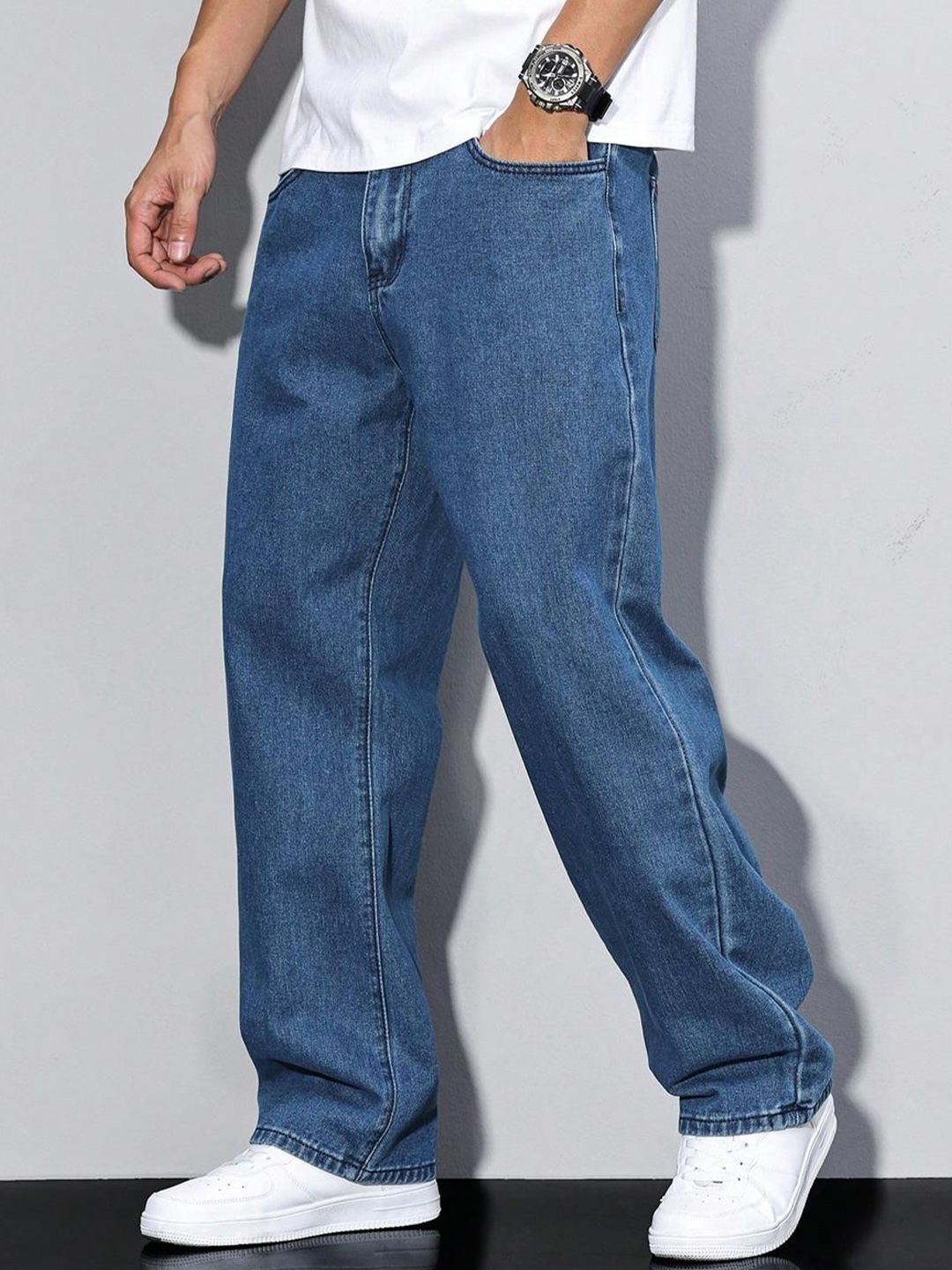 Kotty Men Straight Fit Mid-Rise Stretchable Jeans