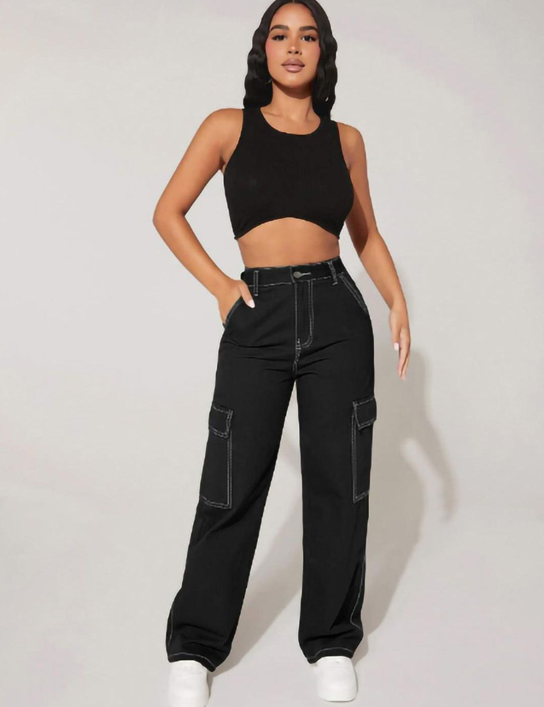 Kotty Women Jeans Straight Fit High-Rise Clean Look Stretchable Cotton Jeans