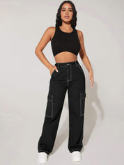 Kotty Women Jeans Straight Fit High-Rise Clean Look Stretchable Cotton Jeans