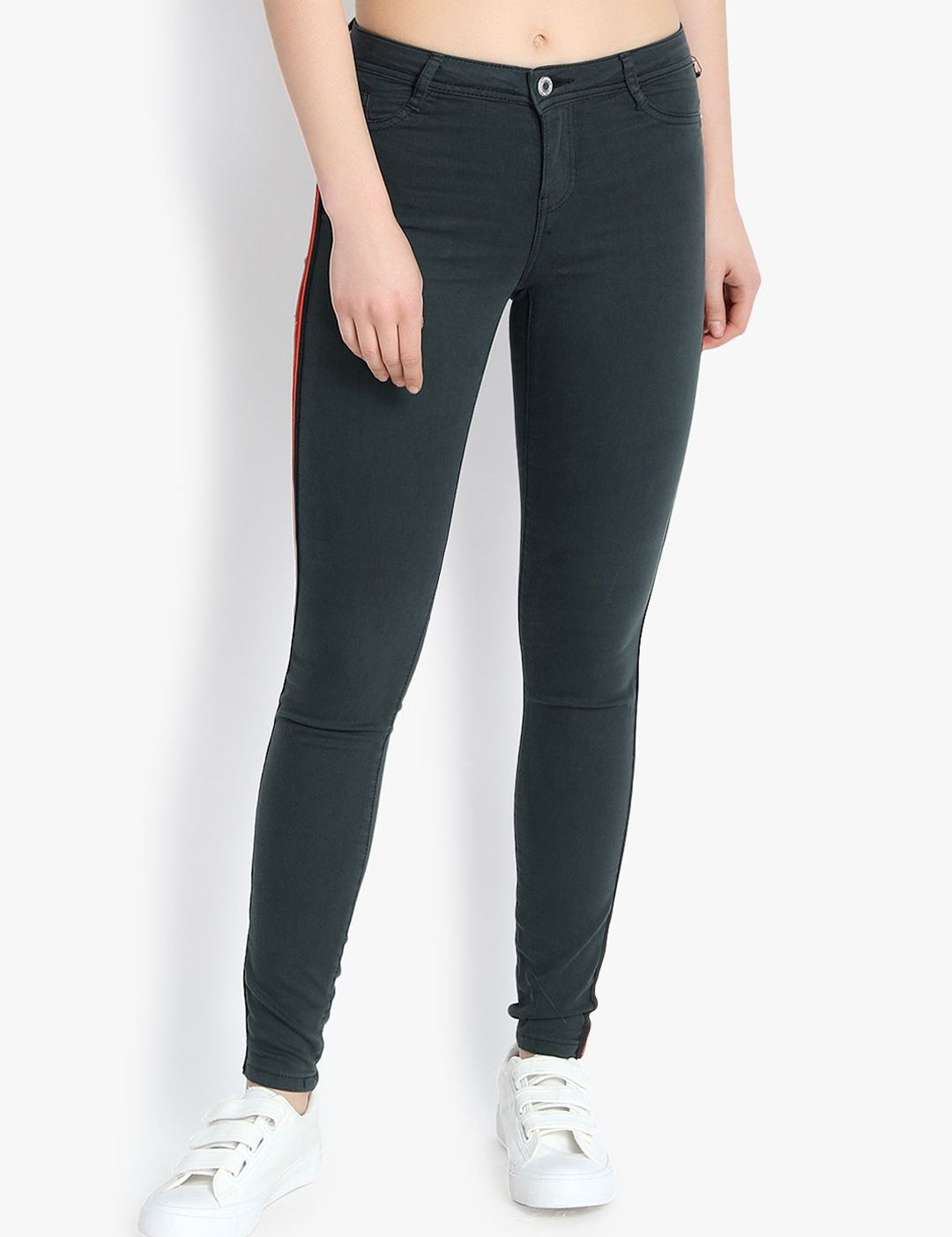 Kotty Women Olive Green Skinny Fit High-Rise Clean Look Jeans