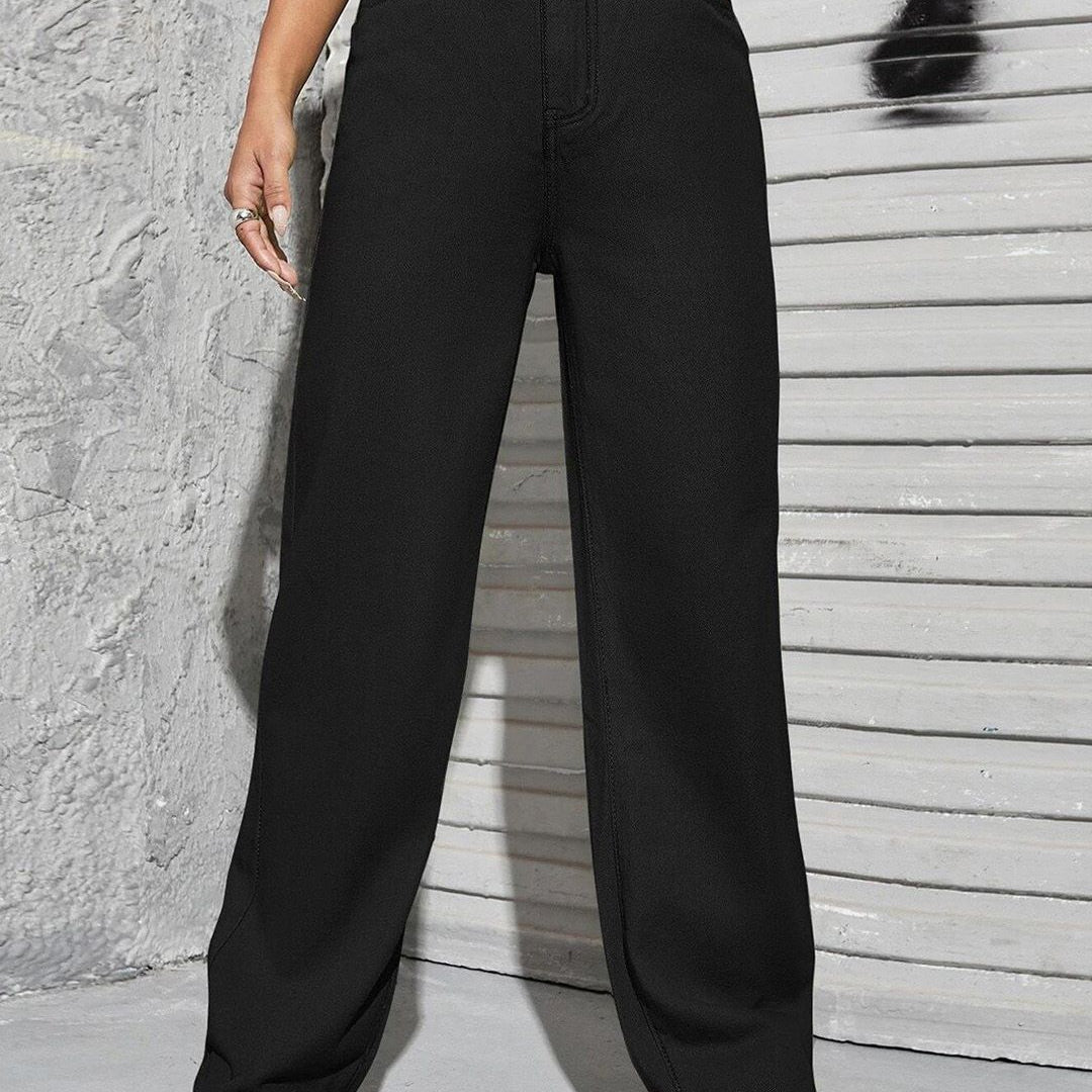 KOTTY Basics Women Black Jean Straight Fit High-Rise Clean Look Stretchable Jeans