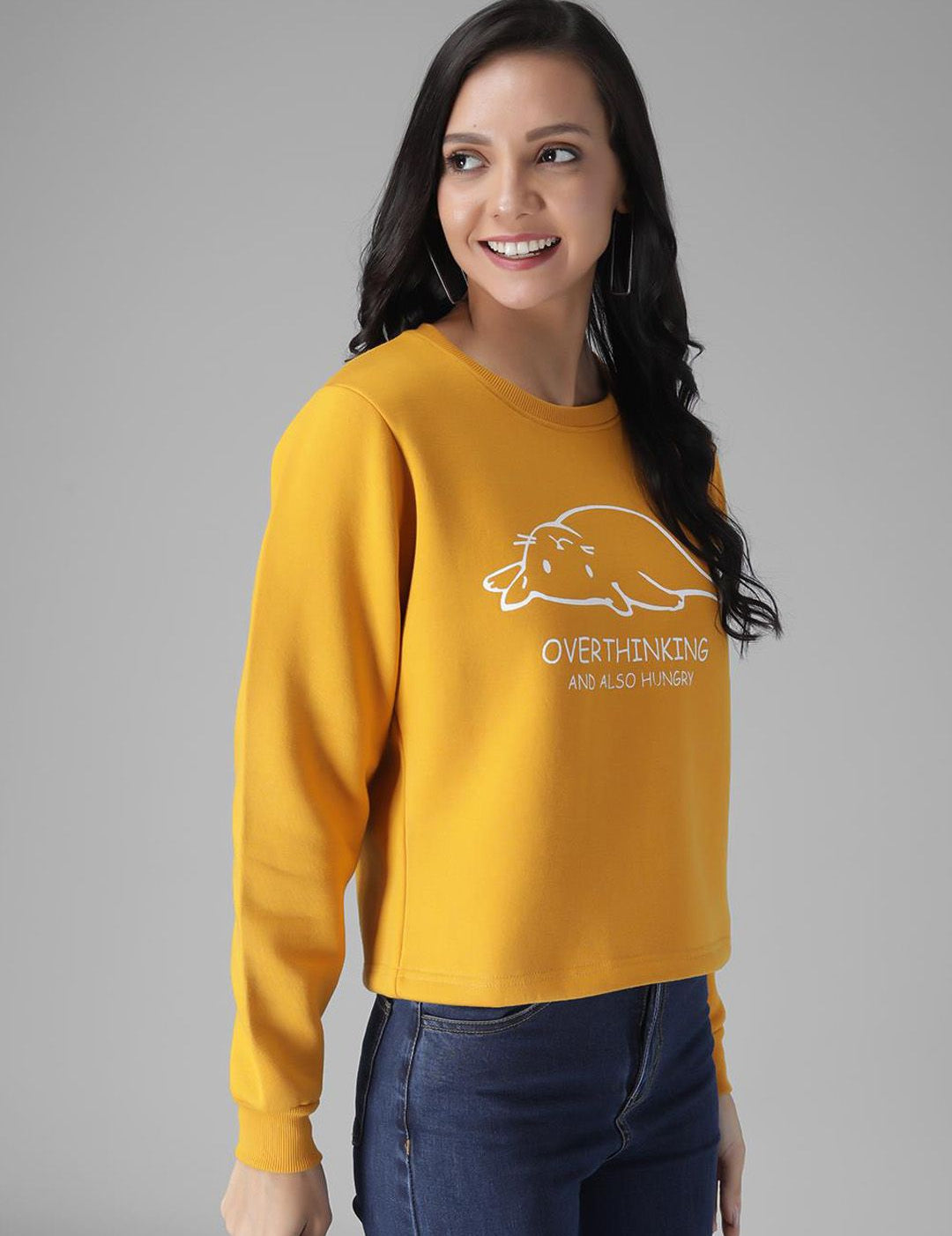 Kotty Women Yellow Printed Sweatshirt