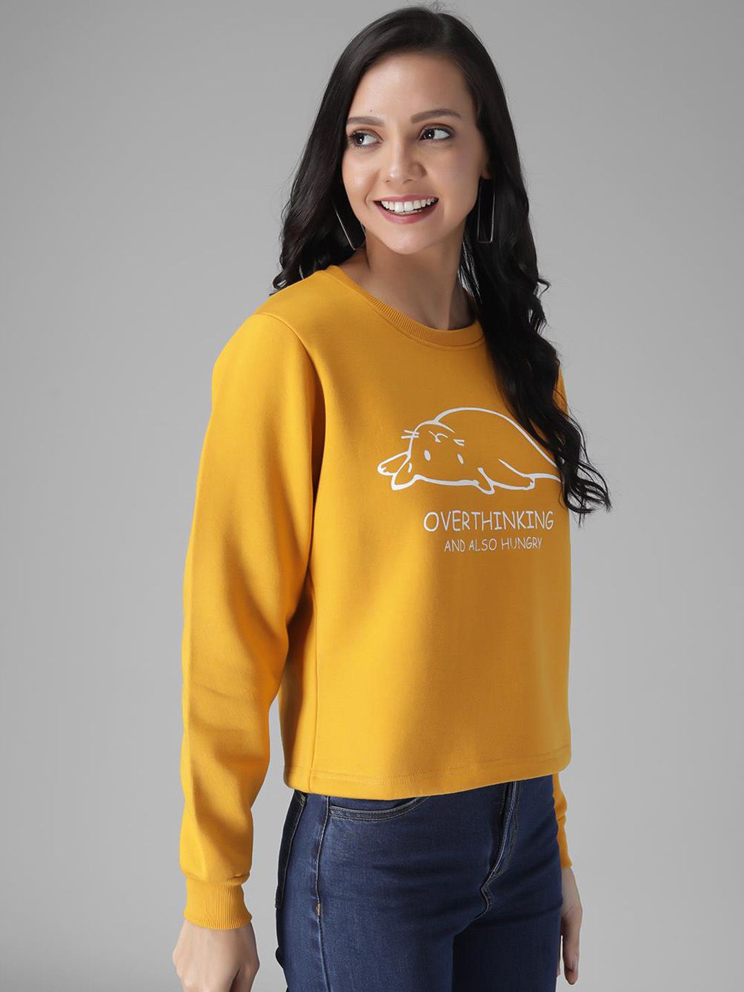 Kotty Women Yellow Printed Sweatshirt