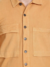 Kotty Men Yellow Solid Denim Jacket