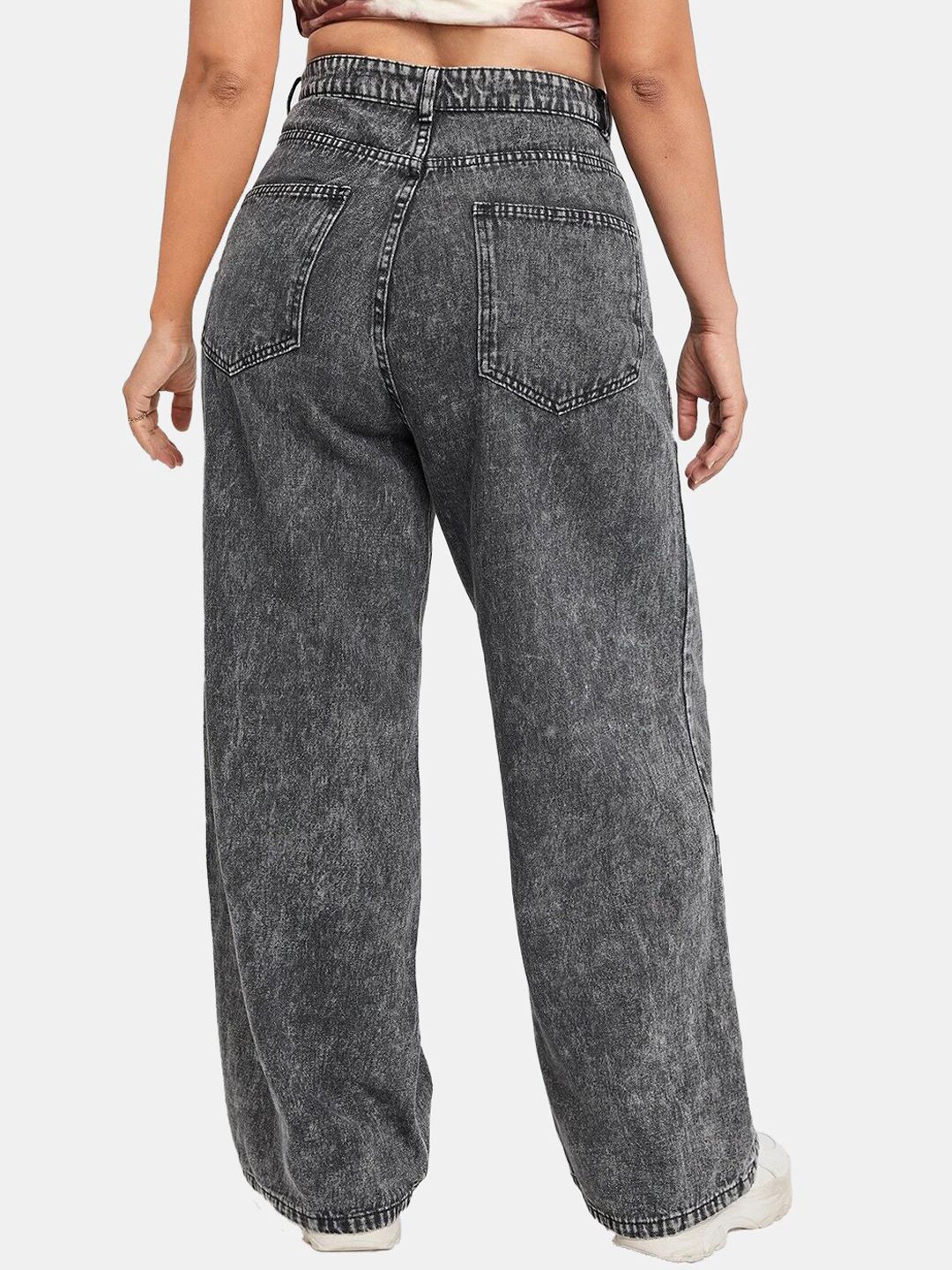 Kotty Women Jean Straight Fit High Rise Heavy Fade Stretchable Cotton Jeans