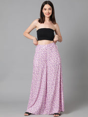 Kotty Women Relaxed Floral Printed Flared High-Rise Easy Wash Parallel Trousers