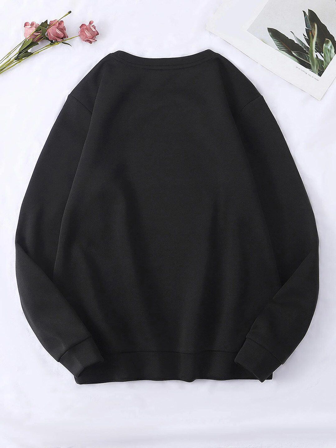 Kotty Round Neck Alphanumeric Printed Fleece Sweatshirt