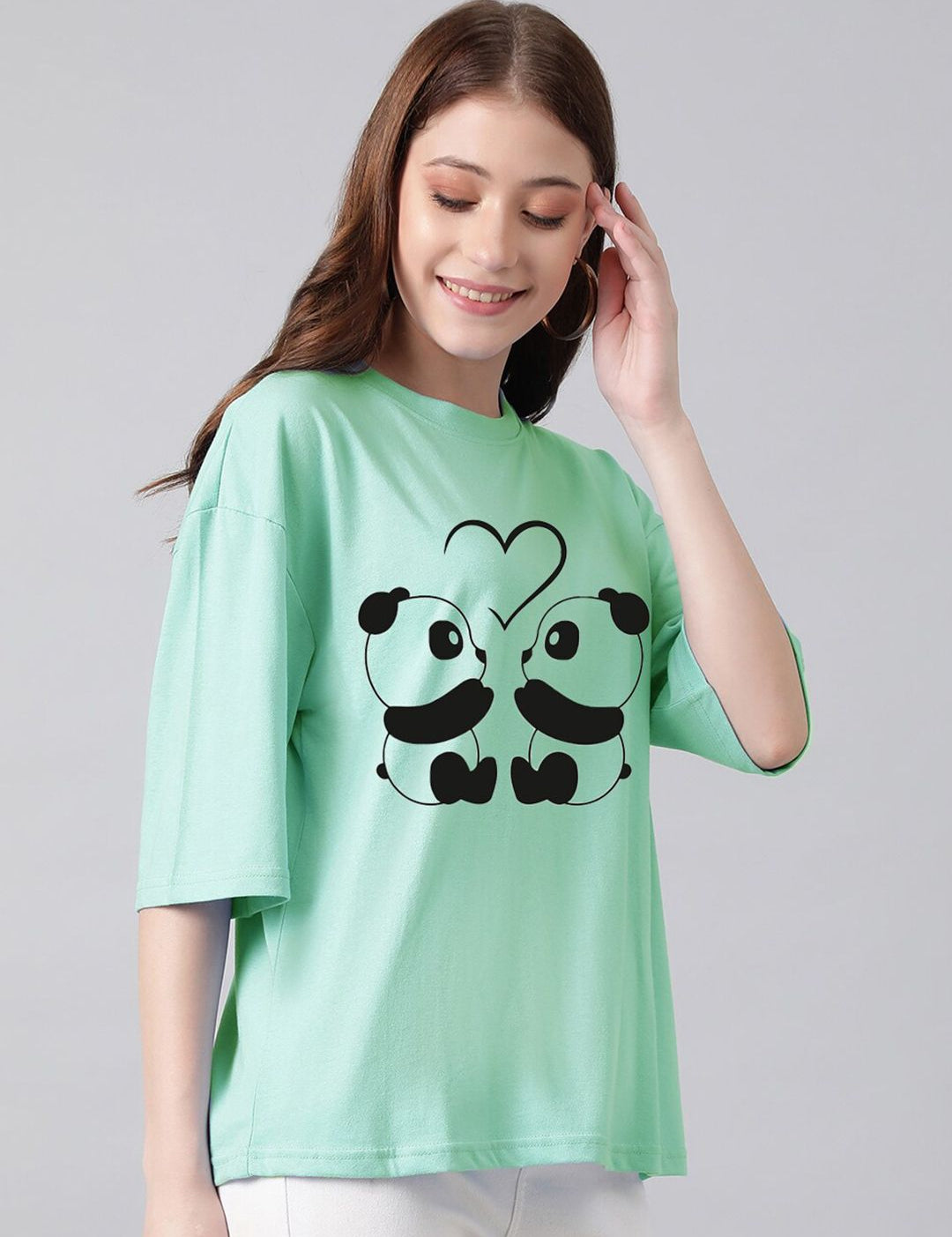 Kotty Graphic Printed Round Neck Drop-Shoulder Sleeves Oversized Fit Cotton T-Shirt
