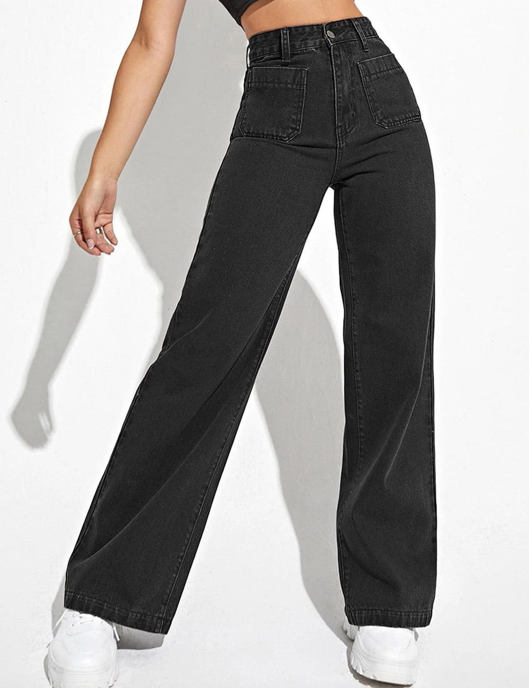 Kotty Women Black Jean Straight Fit High-Rise Mildly Distressed Jeans