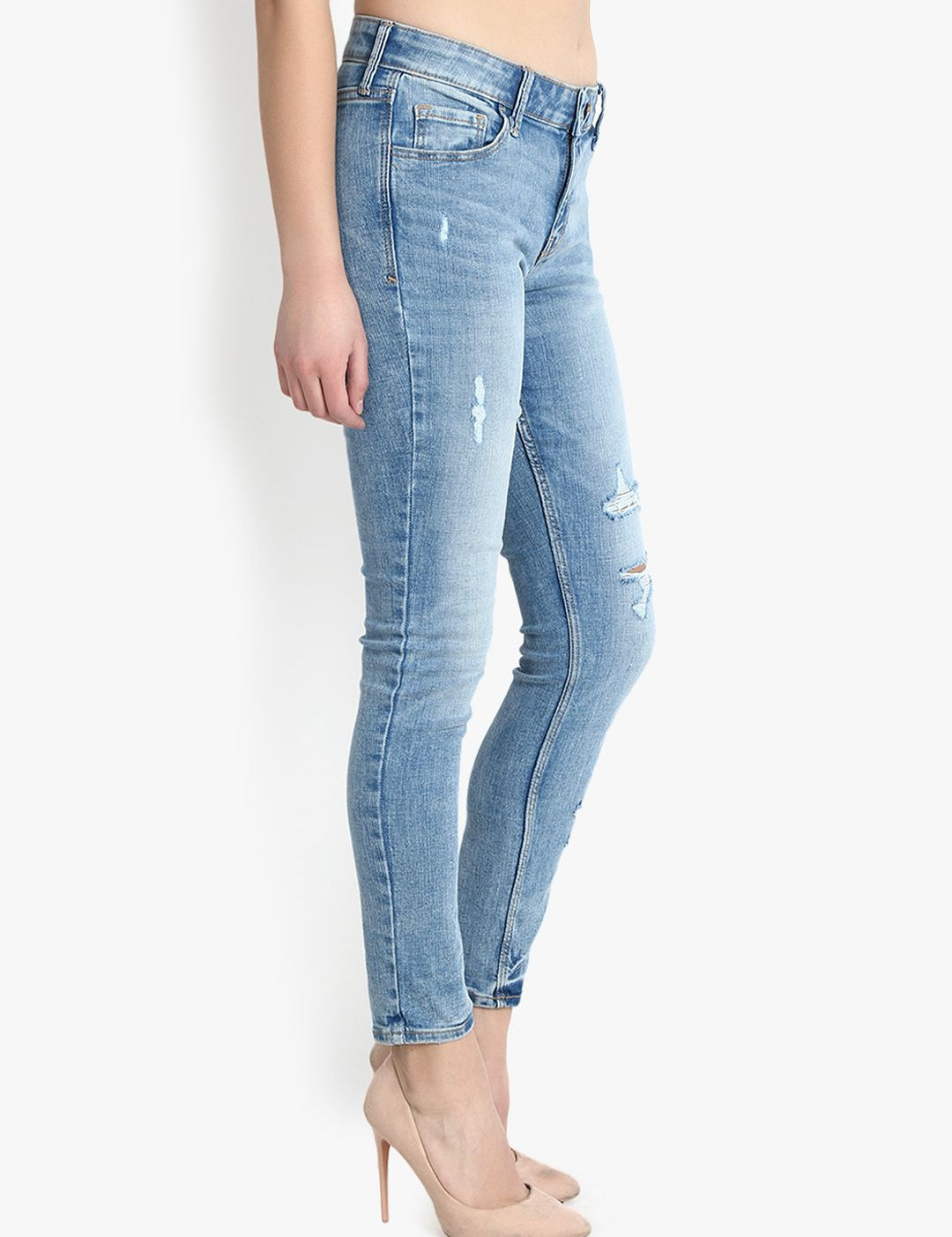 Kotty Women Blue Skinny Fit Mid-Rise Mildly Distressed Jeans