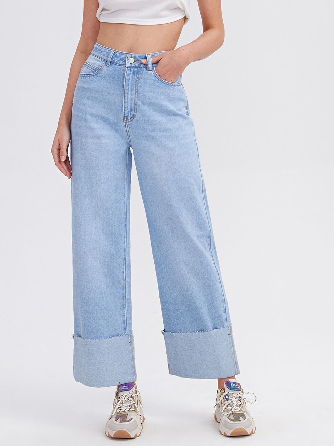 Kotty Women Flared High-Rise Stretchable Cotton Lycra Blend Jeans