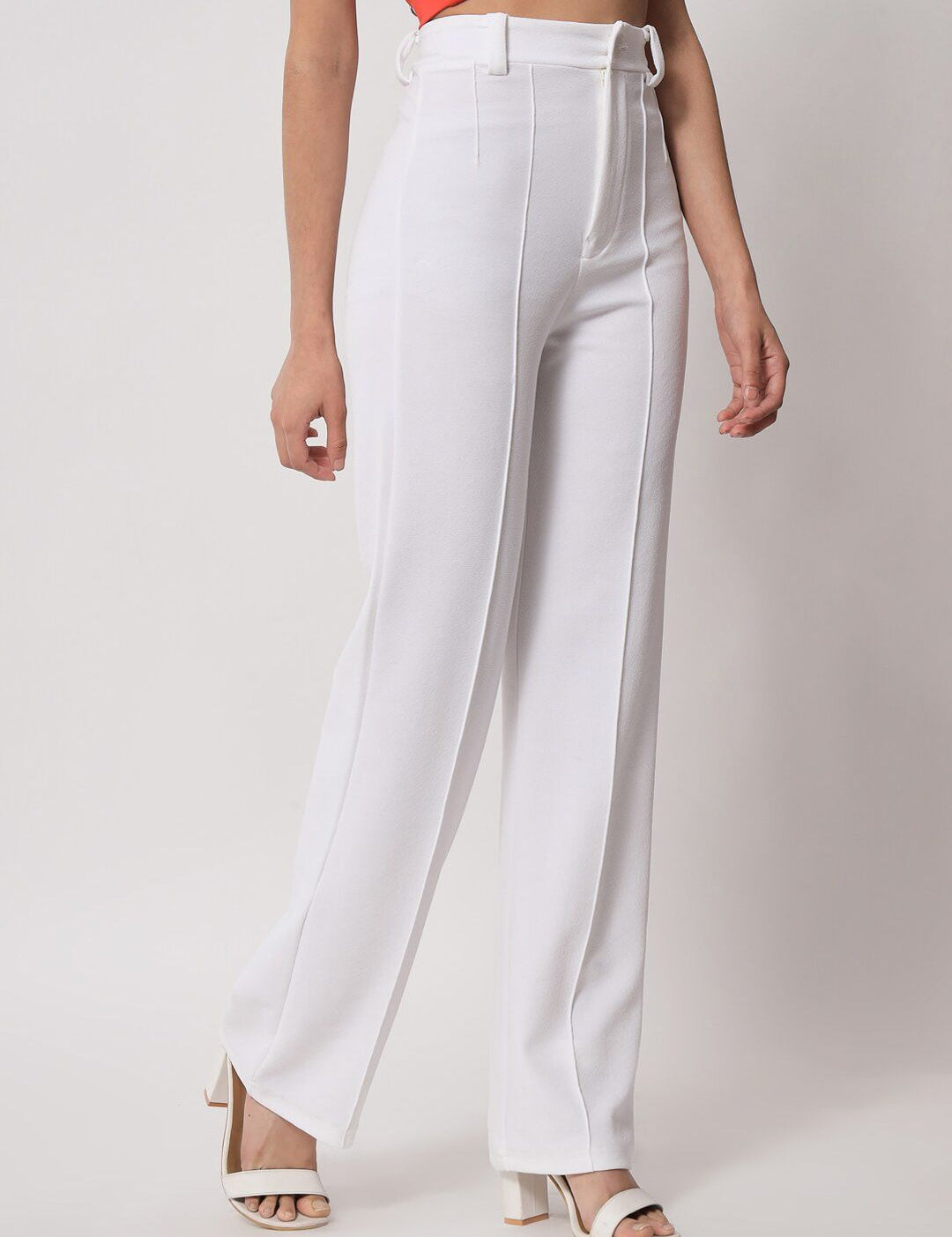 KOTTY BIZwear Women Relaxed Straight Leg Straight Fit High-Rise Easy Wash Trousers