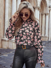 Kotty Women Black & Pink Floral Print Crepe Top