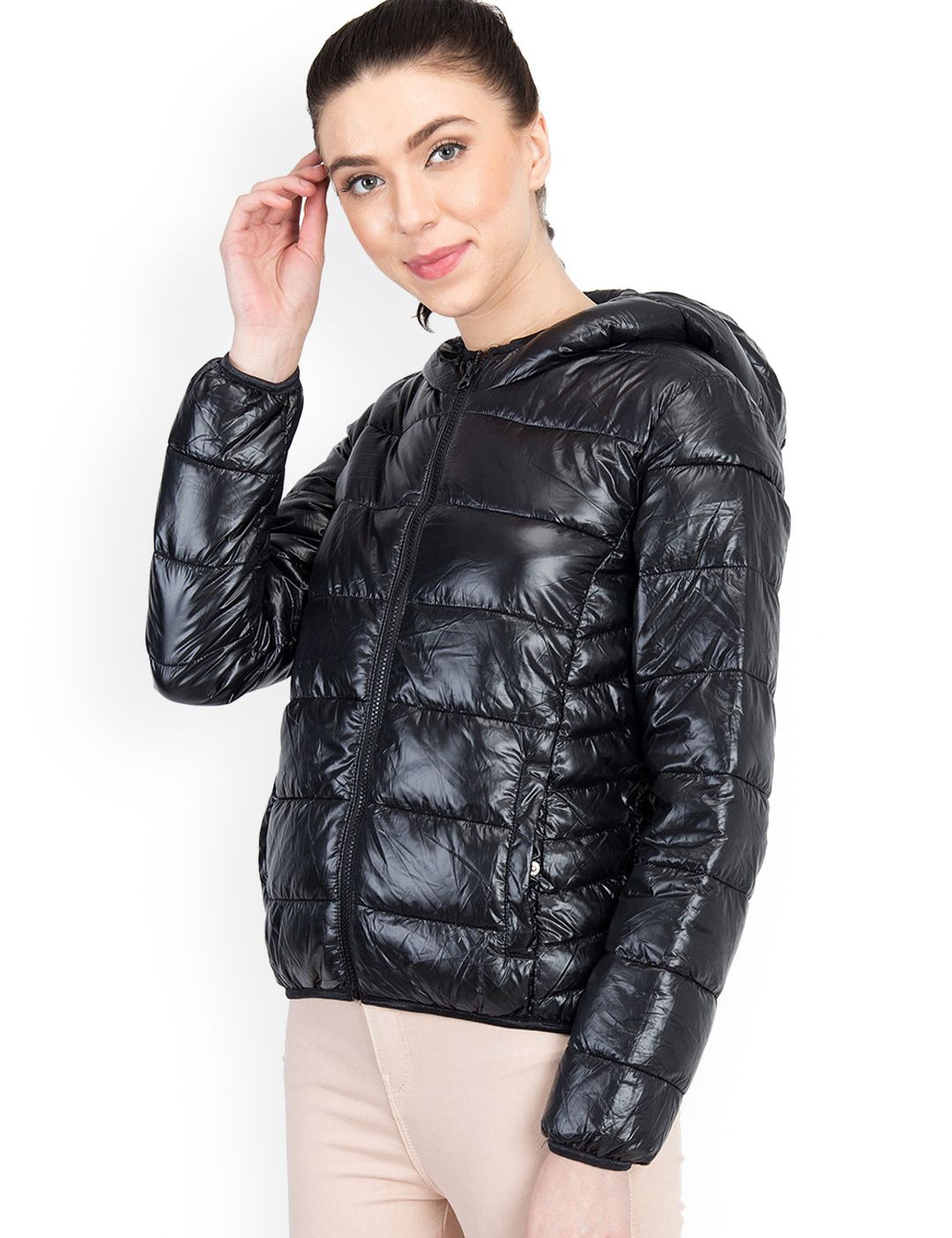 Kotty Women Black Solid Puffer Jacket
