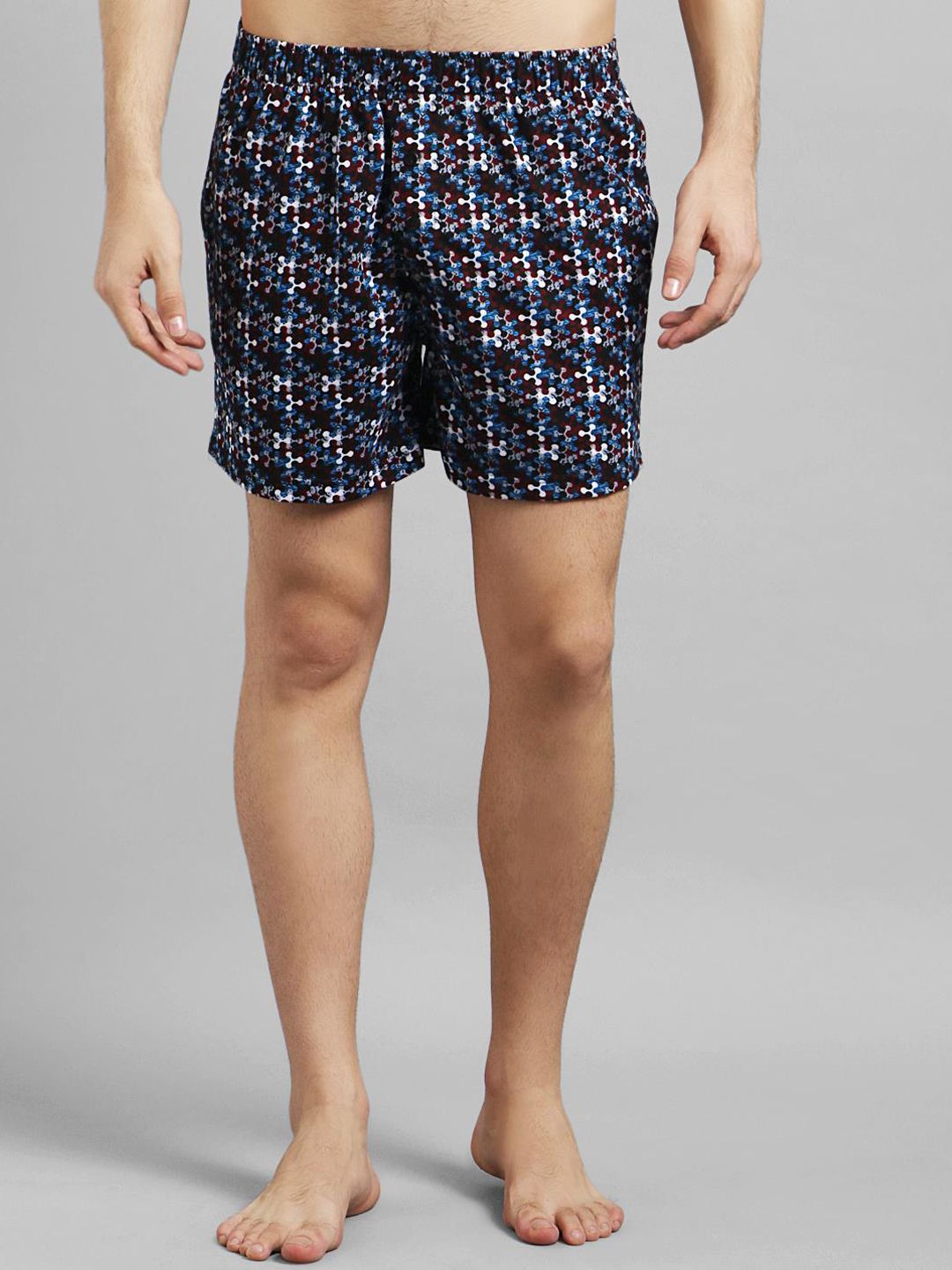 Kotty Men Blue & White Printed Boxers