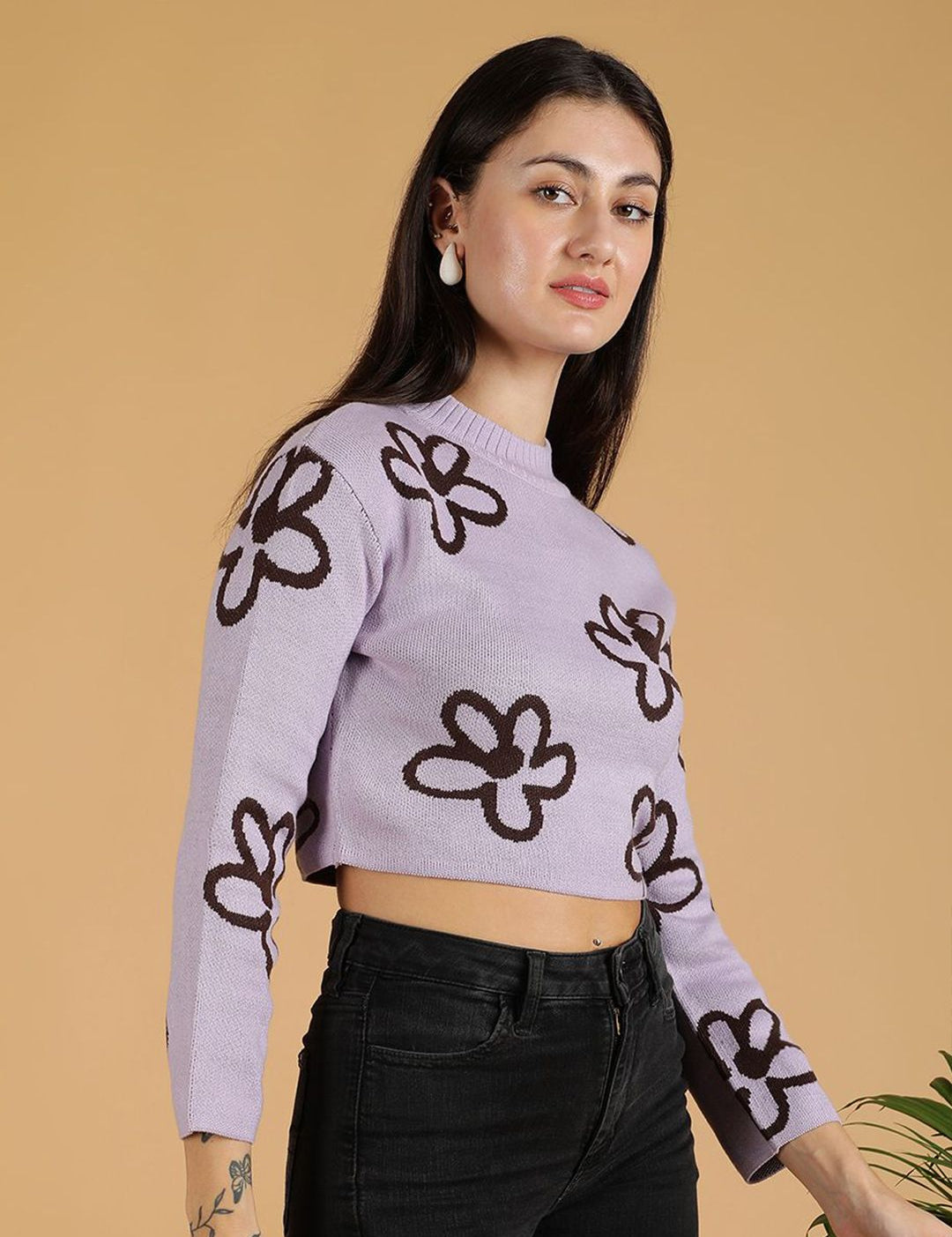 Kotty Women Floral Printed Crop Pullover