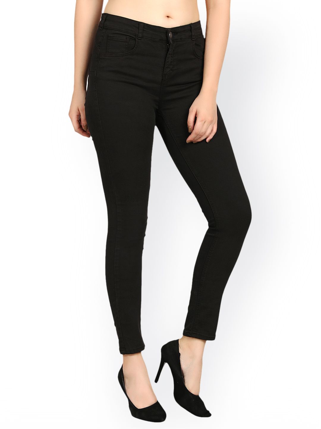 Kotty Women Black Skinny Fit High-Rise Clean Look Stretchable Jeans