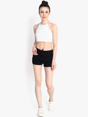 Kotty Women Black Self Design Regular Fit Hot Pants