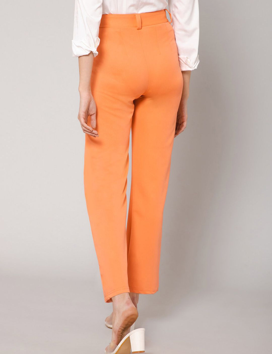 Kotty Women Relaxed Straight Leg Straight Fit High-Rise Easy Wash Trousers