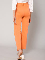 Kotty Women Relaxed Straight Leg Straight Fit High-Rise Easy Wash Trousers