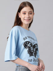 KOTTY Basics Typography Printed Drop-Shoulder Sleeves Oversized T-shirt