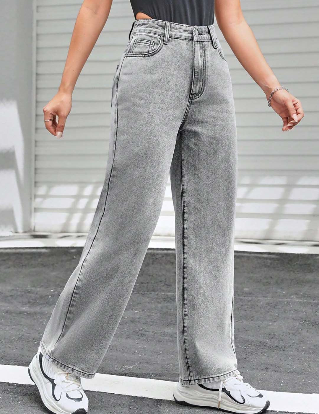 Kotty Women Jean Straight Fit High-Rise Heavy Fade Stretchable Jeans