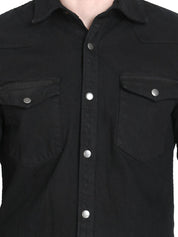 Kotty Men Black Solid Lightweight Denim Jacket