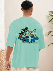 Kotty Men Solid Drop-Shoulder Sleeves Pockets T-shirt