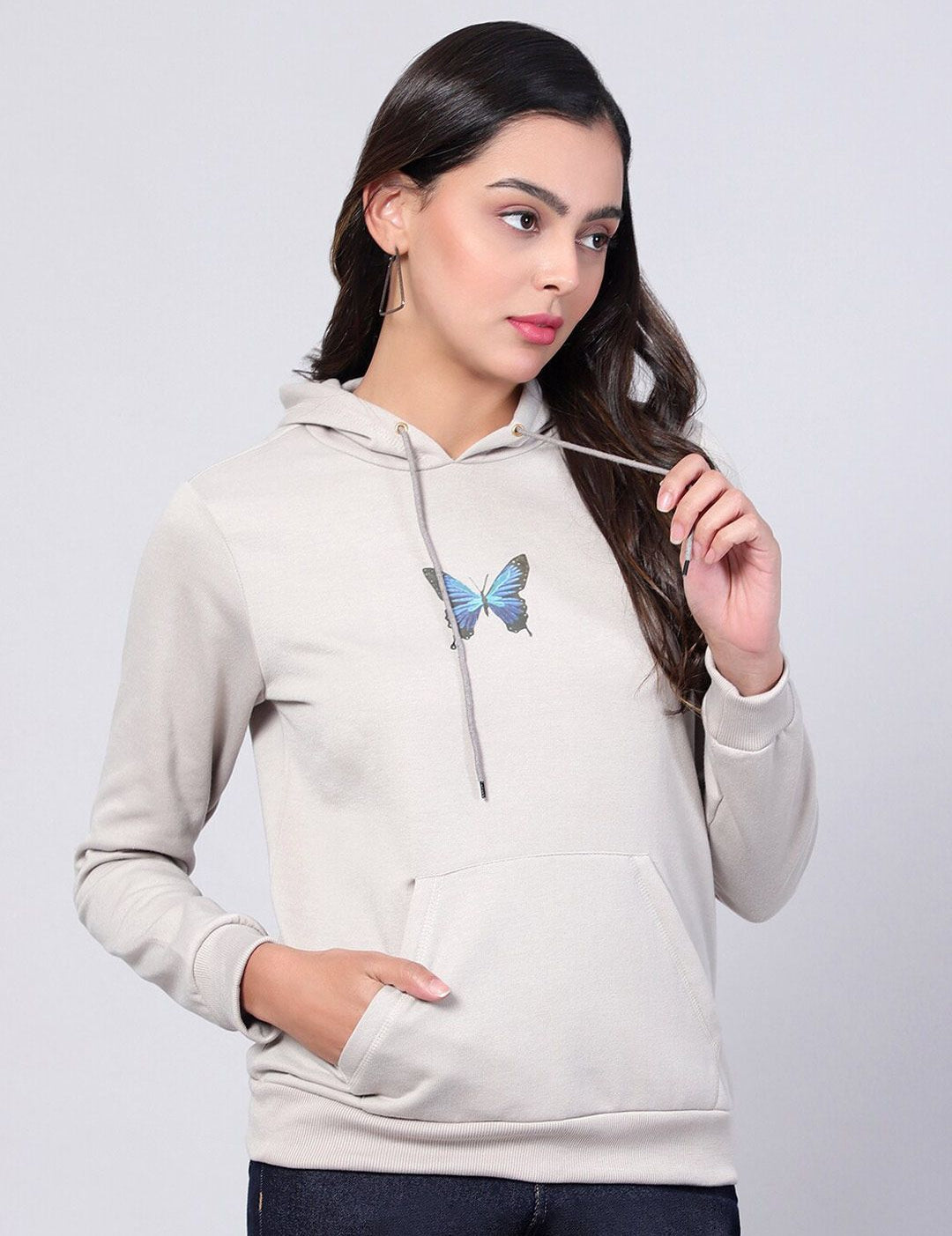 Kotty Printed Hooded Fleece Sweatshirt
