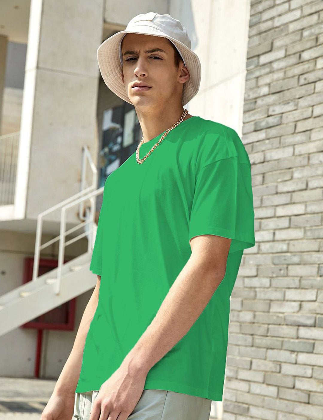 Kotty Green Regular Fit Cotton Casual T-Shirt