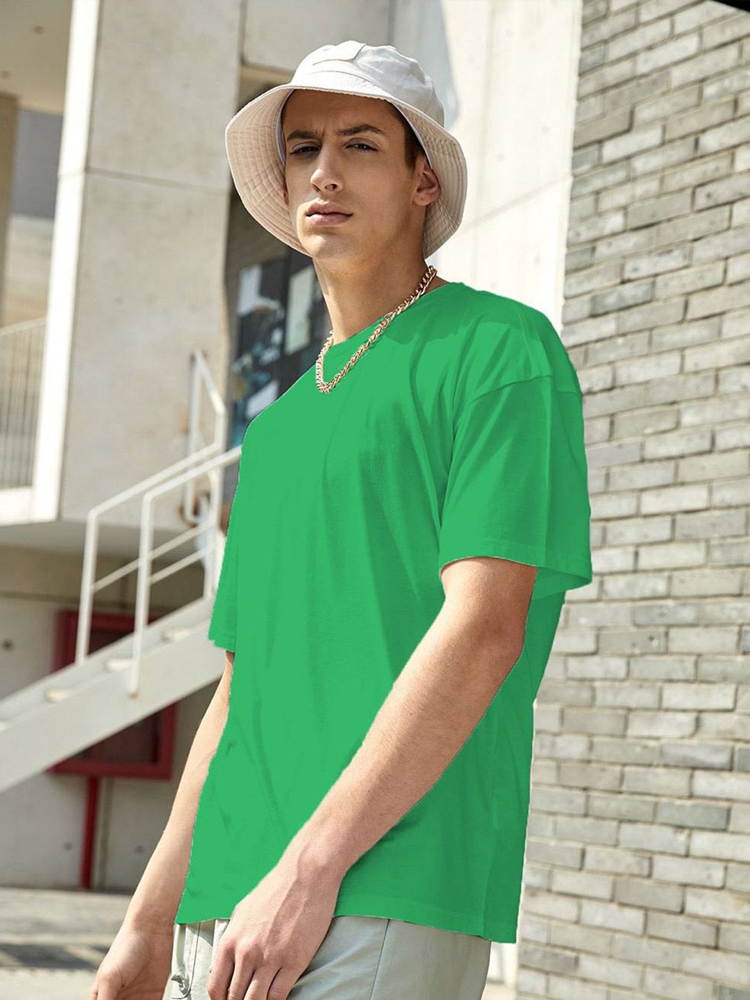 Kotty Green Regular Fit Cotton Casual T-Shirt