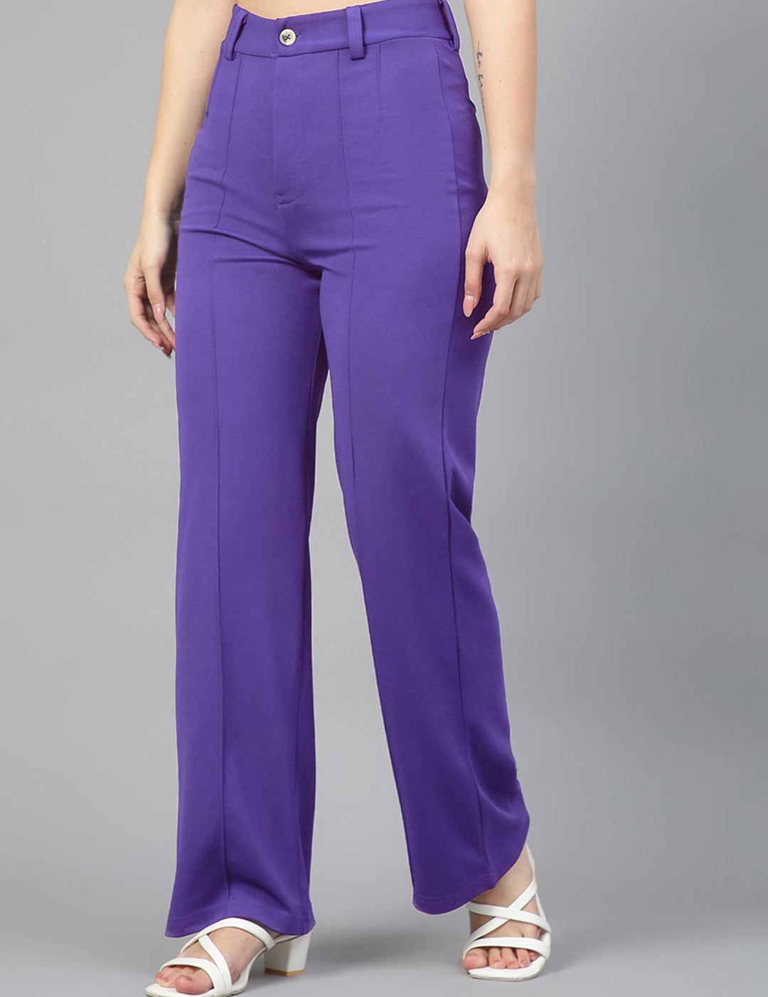 Kotty Women Pack Of 2 Relaxed Straight Leg Fit High-Rise Easy Wash Trousers