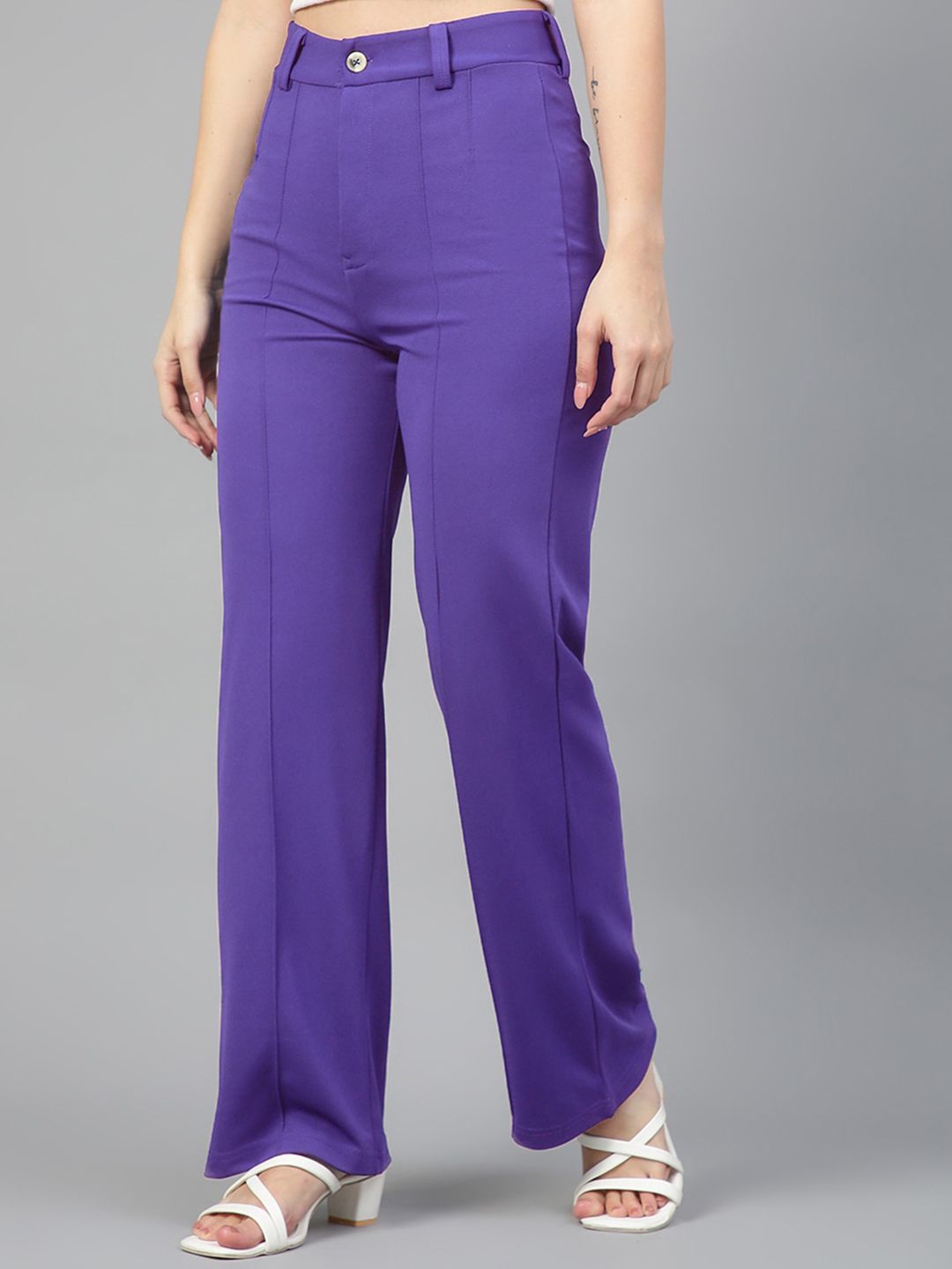 Kotty Women Pack Of 2 Relaxed Straight Leg Fit High-Rise Easy Wash Trousers