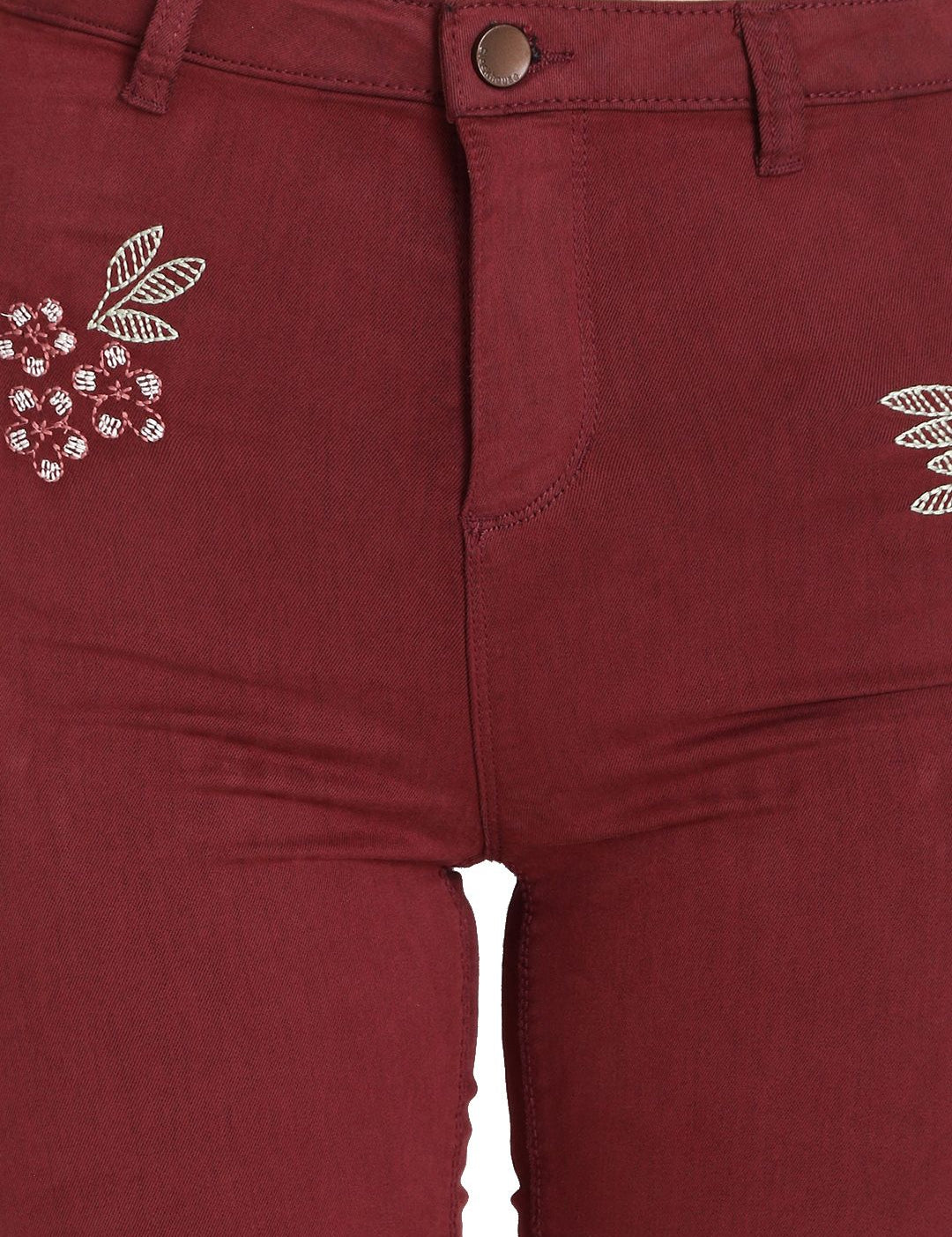 Kotty Women Maroon Skinny Fit High-Rise Clean Look Stretchable Jeans