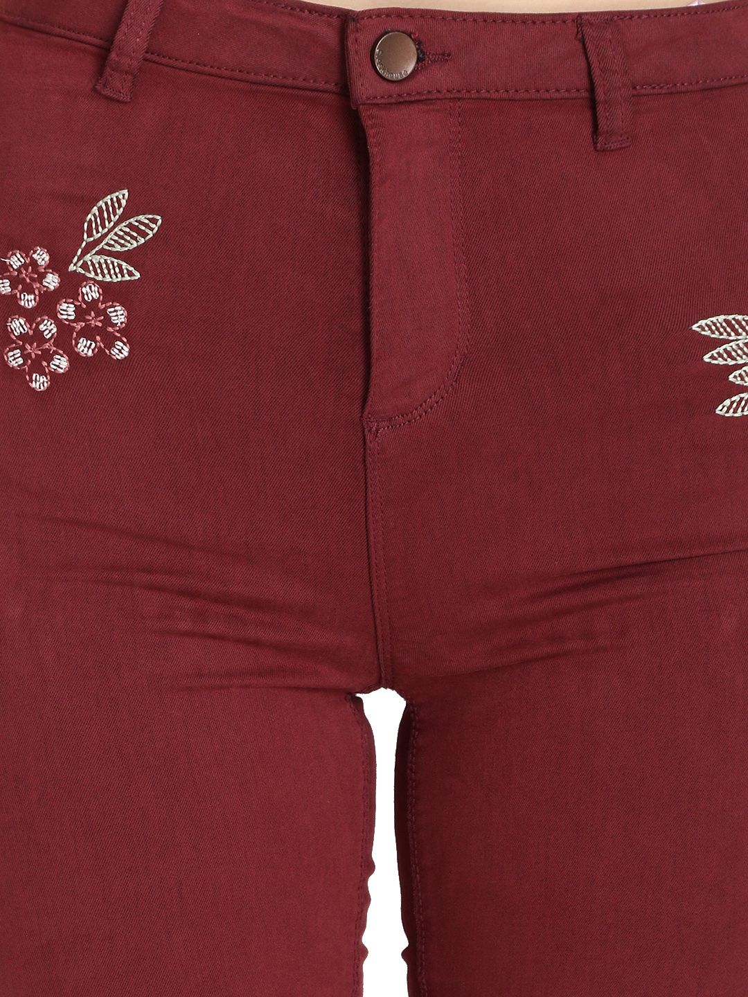 Kotty Women Maroon Skinny Fit High-Rise Clean Look Stretchable Jeans