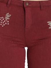 Kotty Women Maroon Skinny Fit High-Rise Clean Look Stretchable Jeans