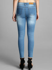 Kotty Women Blue Skinny Fit High-Rise Low Distress Jeans