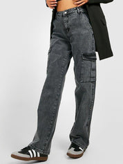 Kotty Women Grey Jean Straight Fit High Rise Light Fade Clean Look Stretchable Jeans