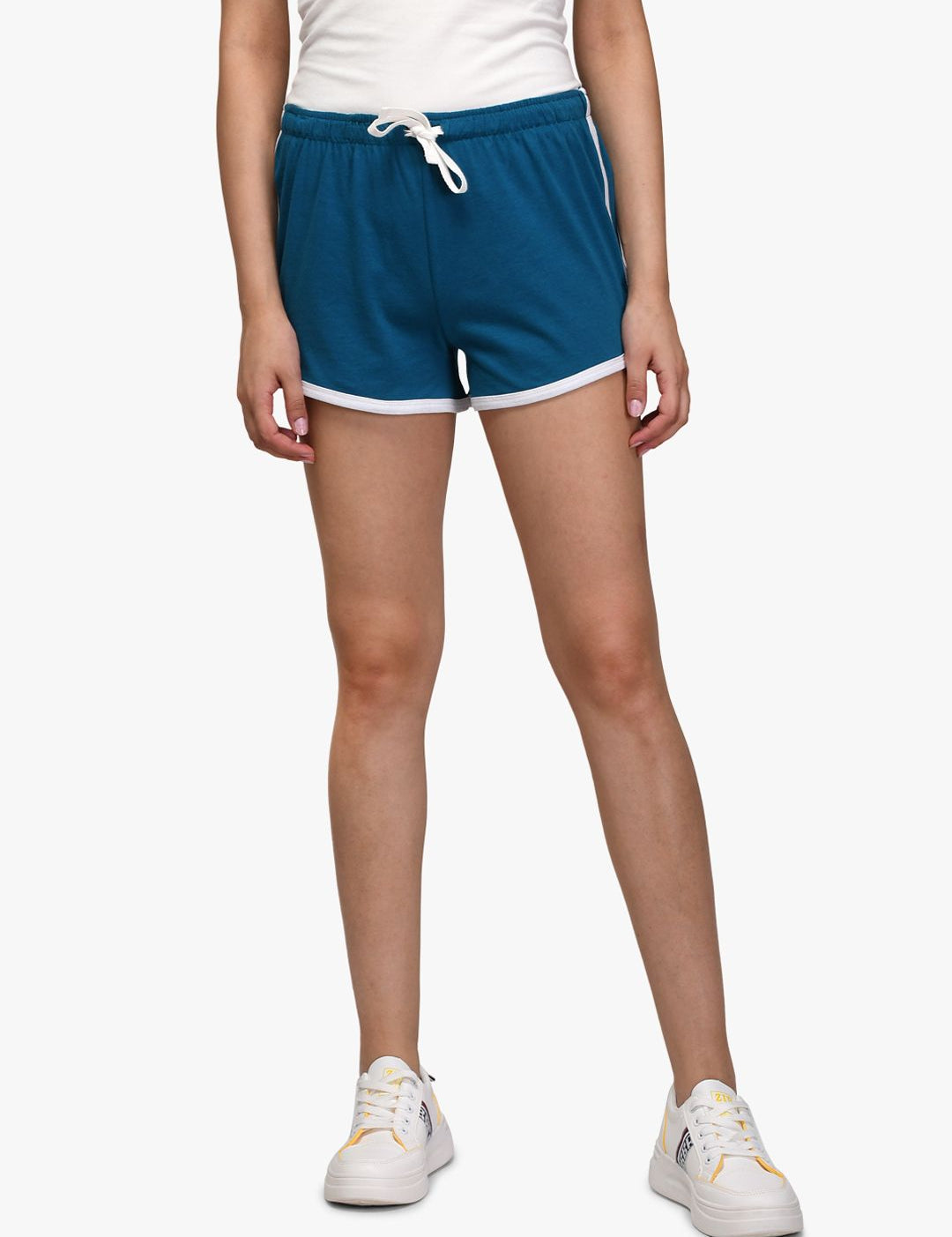 Kotty Women Blue Solid Regular Fit Knitted Hot Pants