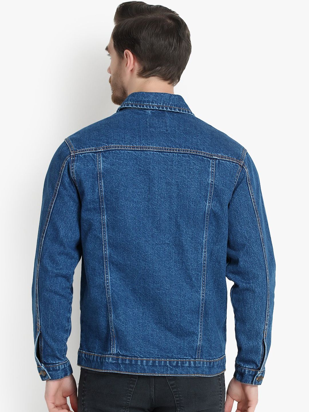 Kotty Men Blue Solid Denim Jacket