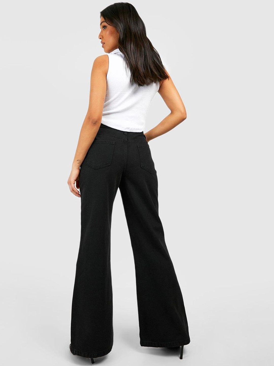 Kotty Women Black Jean Flared High-Rise Stretchable Jeans