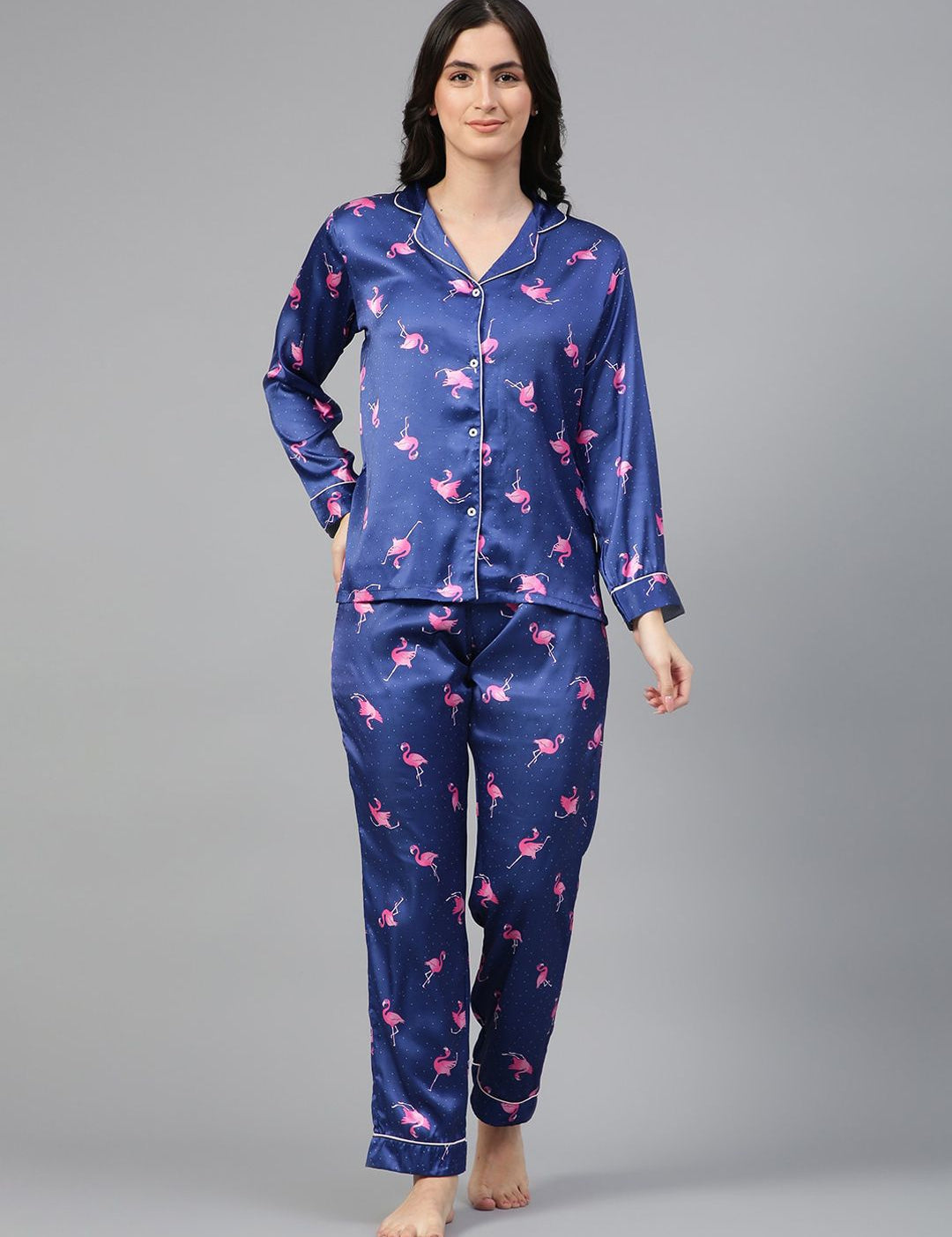 Kotty Conversational Printed Satin Night Suit