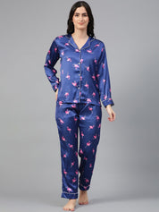 Kotty Conversational Printed Satin Night Suit