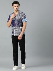 Kotty Men Cuban Collar Ethnic Motifs Printed Casual Shirt