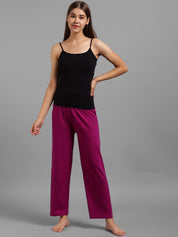 Kotty Women Purple & Black Geometric Print Lounge Pants